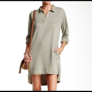 NWT Sneak Peek Tan Chambray Shirt Dress.  Size Small